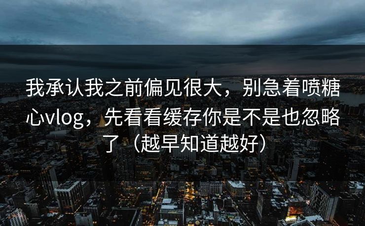 我承认我之前偏见很大，别急着喷糖心vlog，先看看缓存你是不是也忽略了（越早知道越好）