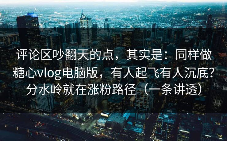 评论区吵翻天的点，其实是：同样做糖心vlog电脑版，有人起飞有人沉底？分水岭就在涨粉路径（一条讲透）