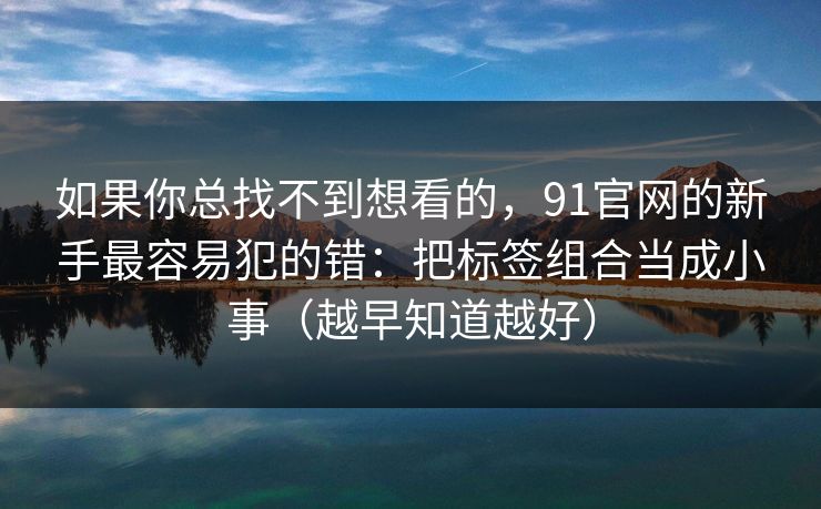 如果你总找不到想看的，91官网的新手最容易犯的错：把标签组合当成小事（越早知道越好）
