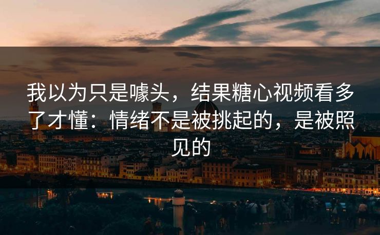 我以为只是噱头，结果糖心视频看多了才懂：情绪不是被挑起的，是被照见的