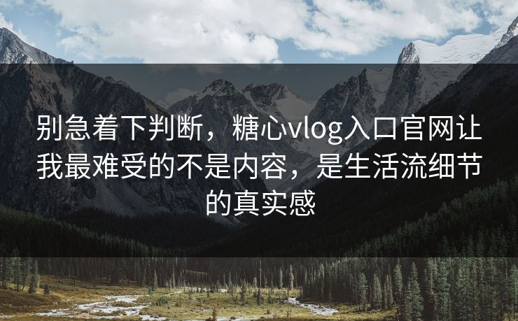 别急着下判断，糖心vlog入口官网让我最难受的不是内容，是生活流细节的真实感