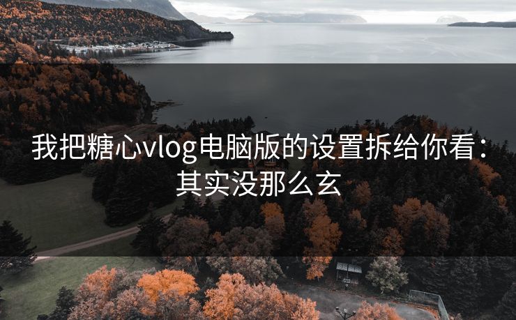 我把糖心vlog电脑版的设置拆给你看：其实没那么玄