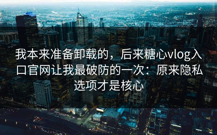 我本来准备卸载的，后来糖心vlog入口官网让我最破防的一次：原来隐私选项才是核心