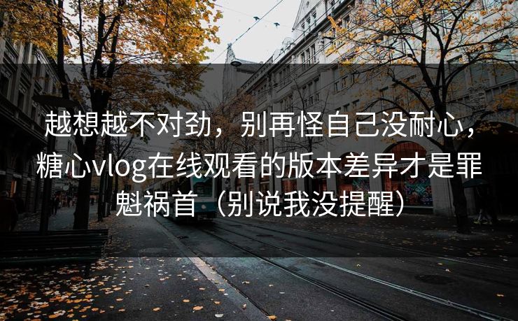 越想越不对劲，别再怪自己没耐心，糖心vlog在线观看的版本差异才是罪魁祸首（别说我没提醒）