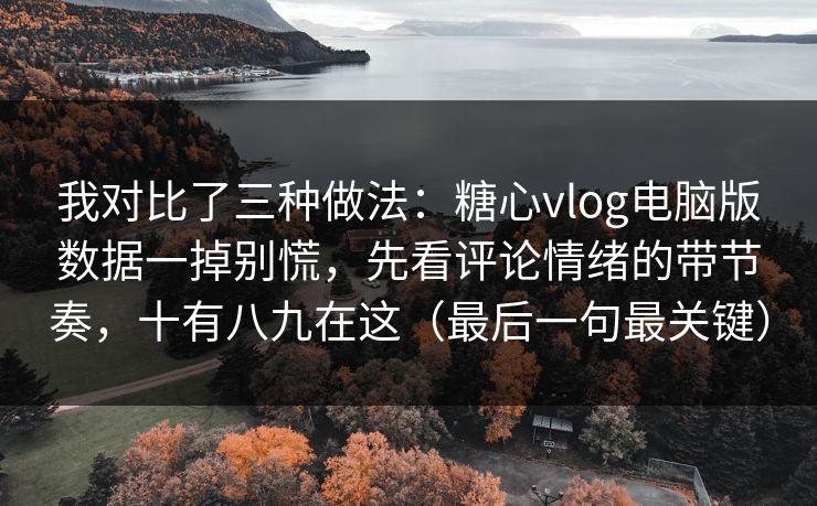 我对比了三种做法：糖心vlog电脑版数据一掉别慌，先看评论情绪的带节奏，十有八九在这（最后一句最关键）