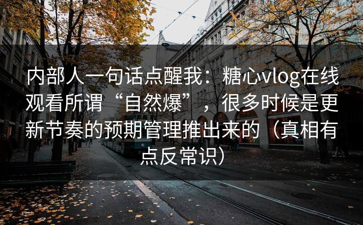 内部人一句话点醒我：糖心vlog在线观看所谓“自然爆”，很多时候是更新节奏的预期管理推出来的（真相有点反常识）