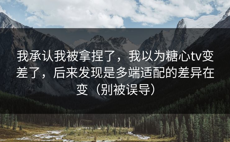 我承认我被拿捏了，我以为糖心tv变差了，后来发现是多端适配的差异在变（别被误导）